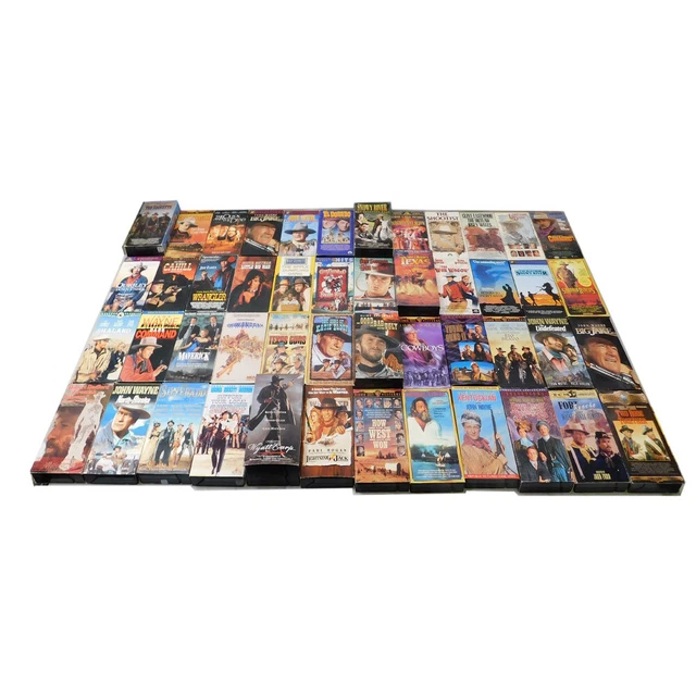 LOT 48 ASSORTED Western VHS Movies Video Tapes John Wayne Redford Clint
