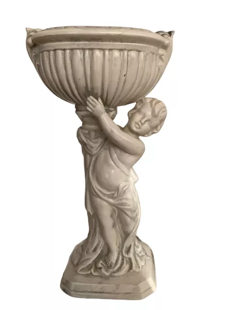 Vintage Standing Cherub With Flower Vase Urn Made in Japan 11.5” READ