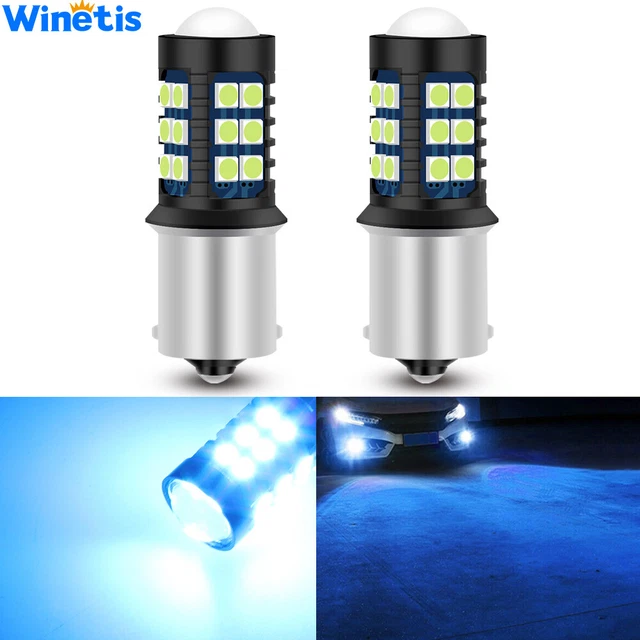 Winetis 2X BA15s 1156 LED Bulbs Ice Blue High Bright 3030 SMD DRL Daytime Light