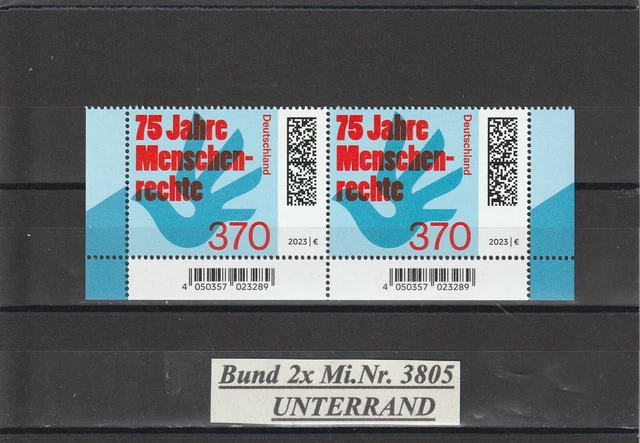 BUND 2 x Mi.Nr. 3805 / 2023 Unterrand