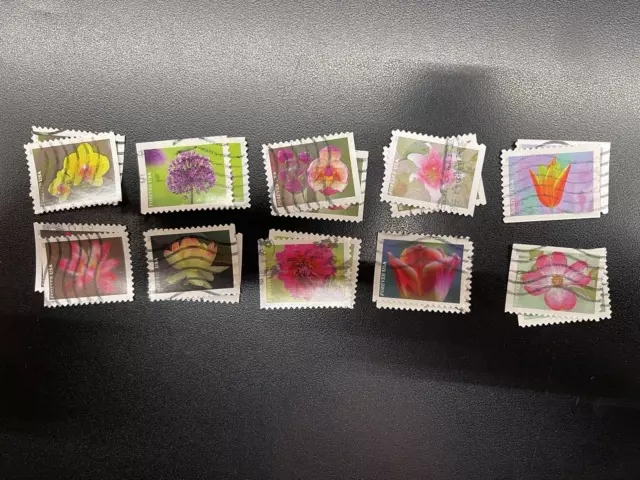 1-Used US 10-Stamp Set. Forever Garden Beauty #5558-5567. Quantity Avail.