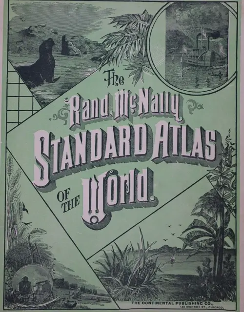 1889 R. McNally Atlas Map WORLD HEMISPHERES, TALLEST MOUNTAINS & LONGEST RIVERS 3