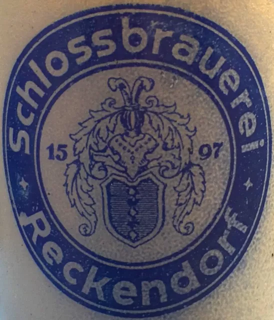 Schloß Brauerei Reckendorf Bamberg 1 liter Bierkrug Steinkrug Oberfranken