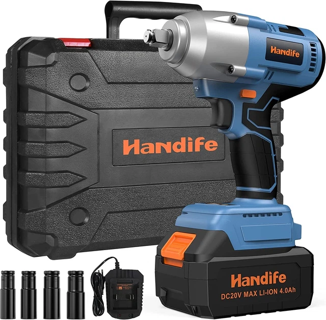 20V Cordless Impact Wrench,4Ah, 1/2" 600Nm Brushless Driver High Torque