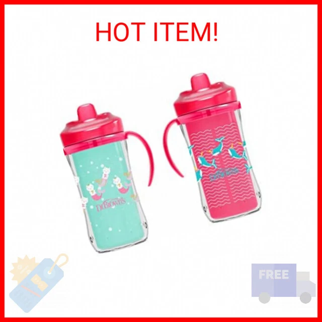 Dr. Brown’s Milestones Hard Spout Insulated Sippy Cup with Handles, Pink, 10 oz,