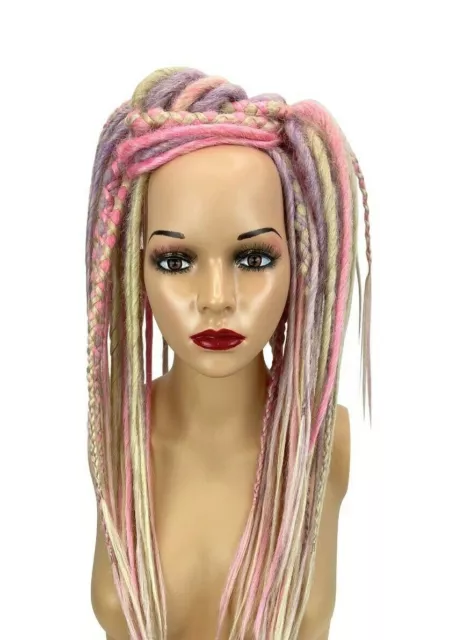 Blonde Pink Purple Synthetic Dread Falls Hairbands Ponytail Hair Accessories