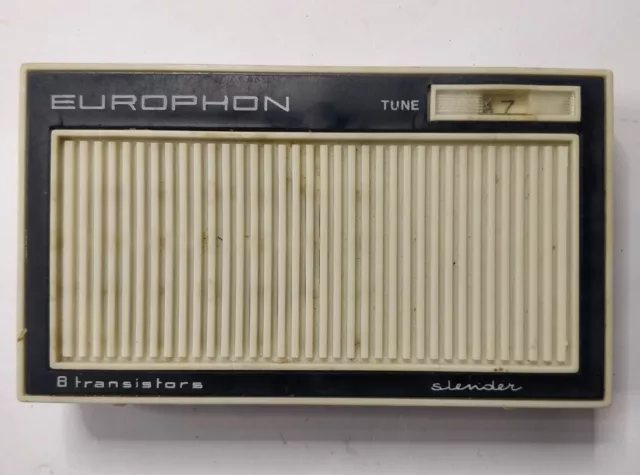 RADIO EUROPHON SLENDER 8 TRANSISTOR VINTAGE FUNZIONANTE Con Custodia #30
