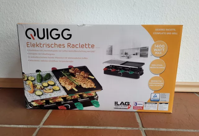 Quigg Elektrisches Raclette, 1400W, 8 Pfännchen, Grill