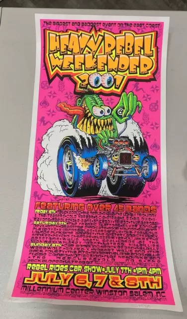 Heavy Rebel Weekend 2001 DayGlo Black Light Punk Rock Hot Rod Poster  # 219/300