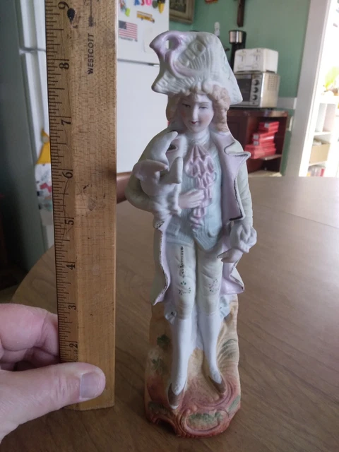 Vintage Beautiful Handsome Long Hair Man with a Bird Figurine, Made in Japan