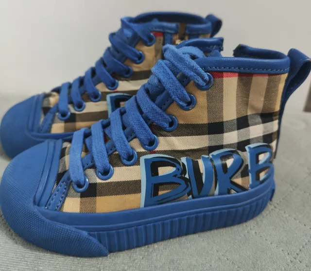 scarpe burberry bambino nuove 25 sneakers (azzurro, beige, nero, bianco, rosso)