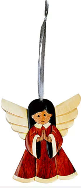 Angel - Double-sided Wood Intarsia Christmas Tree Ornament - Religious theme