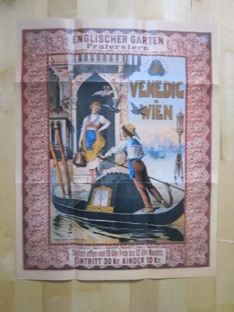 Faksimile Plakat Englischer Garten Praterstern Venedig in Wien Motiv um 1900