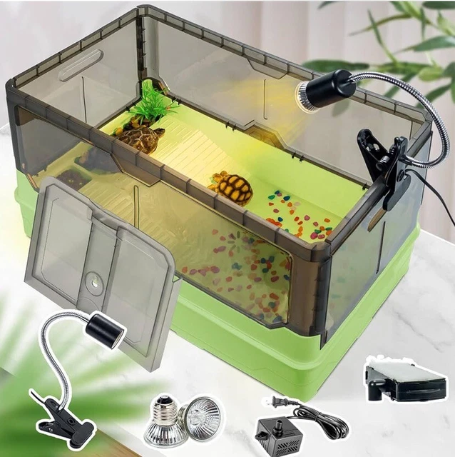 XL Integrated no-Installation Turtle Tank kit with Filter, Water Pump, Heat Lamp