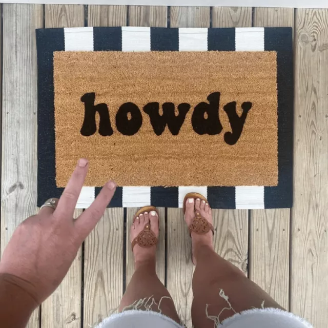 Howdy Letter Print Doormat Enrance Carpet Front Door Fun Rug Decoration 60*40cm