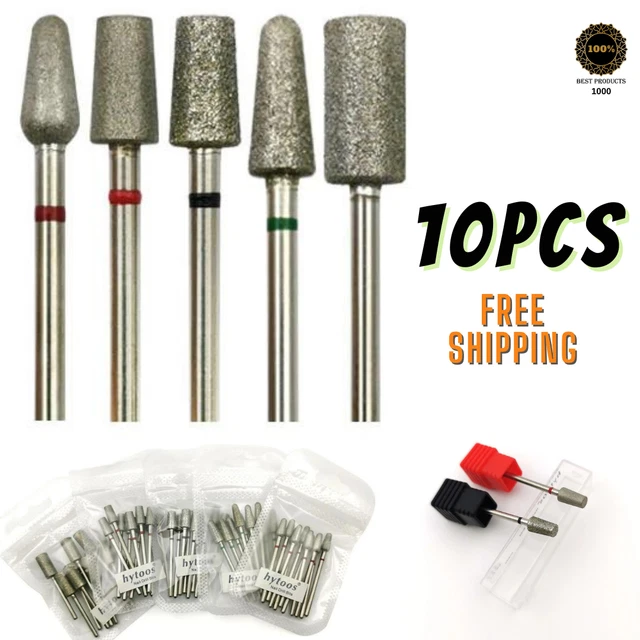Big Size Diamond Cuticle Clean Burr Russian Nail Drill Bits Pedicure Pack 10 PCS