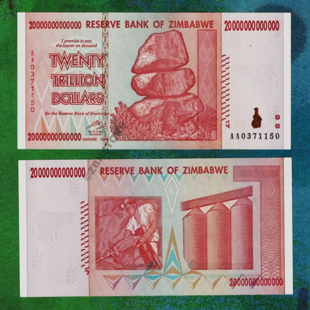 20 Trillion Zimbabwe Dollars Banknote AA 2008 100 % Authentic w/ COA Verified