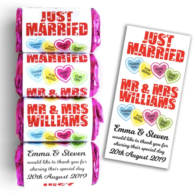 Personalised Love Heart Sweets Wedding Favours Just Married - Mini Love Hearts