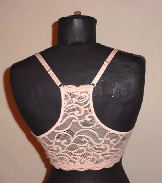 Lily Of France Silky Bralette Size Large Beige Lace Back Bra