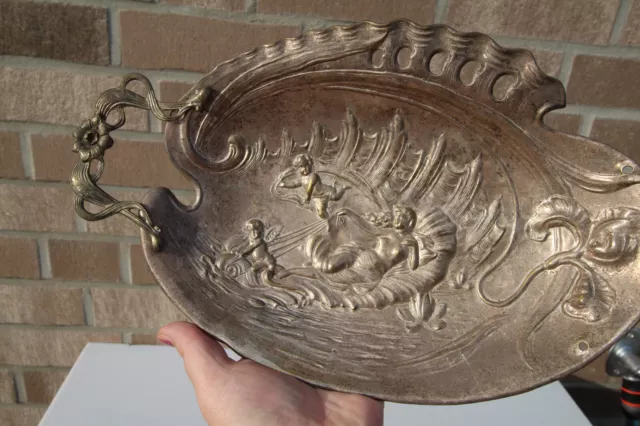 Alte Antike Design Muschel Schale Frau Gottin Putten Delphine verziert