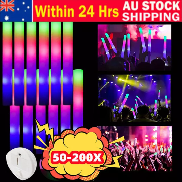 100-500X LED Foam Sticks RGB Thunder Wand Glow Sticks Flashing Light Rave Party
