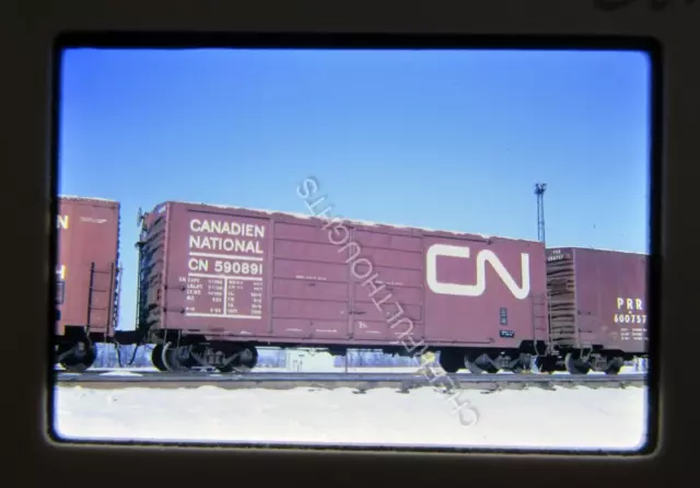 Duplicate  '72 Kodachrome Slide CN Canadian National 590891 Boxcar   37G16