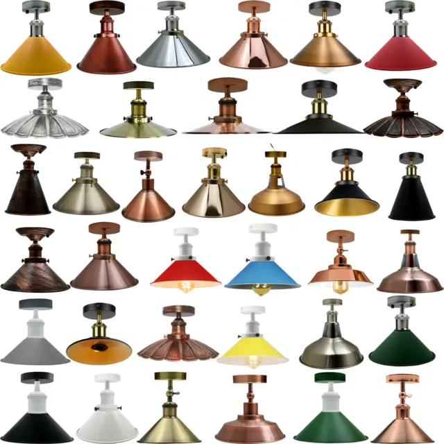 All Metal Ceiling Lamp Flush Mount Lighting Retro Pendant Lamp Fixture Light