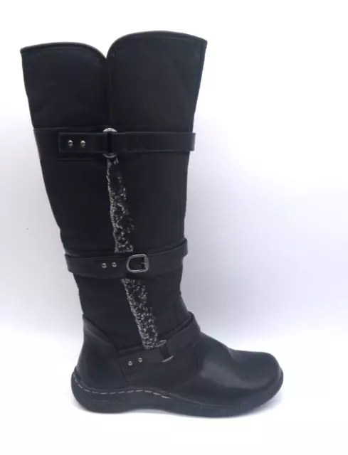 Wanderlust Gabrielle Black Tall Knee Boots Size 9.5 M Wide Calf Faux Fur Trim