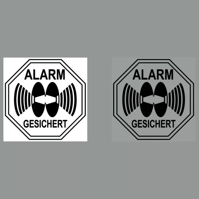 Set Aufkleber Alarm gesichert 5cm schwarz Sticker für Innenseite 4061963000137