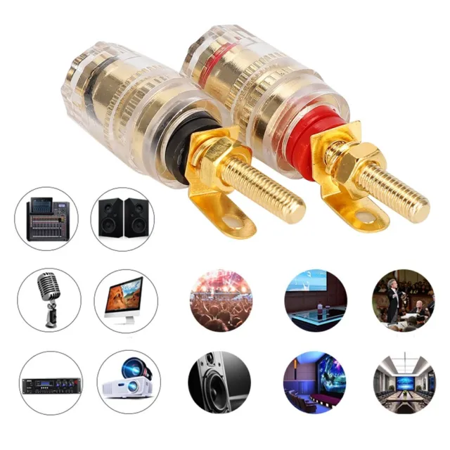 Gold Plated Banana Plug Audio Video Speaker Adapter Wire Cable Screw Connector