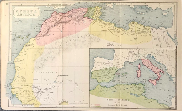 ANCIENT & CLASSICAL Map Africa Antiqua Mauritania Inset Roma Et ...