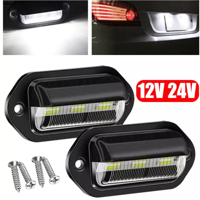 2X 6 LED LICENSE NUMBER PLATE LIGHT SIDE LAMP for TRUCK TRAILER CAR RV 12V 24V