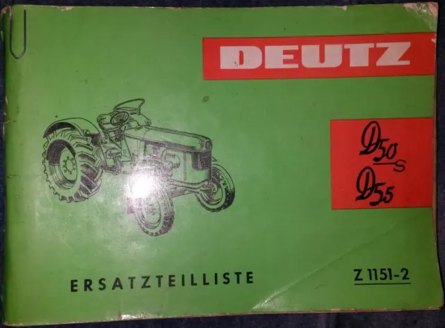 Deutz Schlepper D50 S + D55 Ersatzteilliste