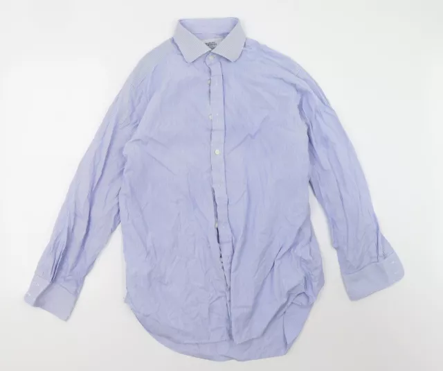 Charles Tyrwhitt Mens Blue Polyester Dress Shirt Size 15.5 Collared Button