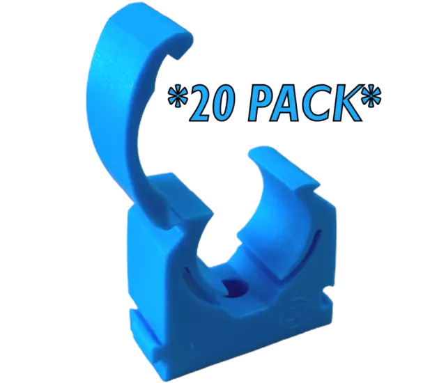 20 Pack of 20mm Pipe Clips for Blue MDPE Water Main Pipe Bracket