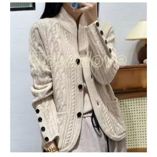 Autumn Cashmere Sweater Women's Stand Collar Cardigan Wool Knitted Jacket Tops