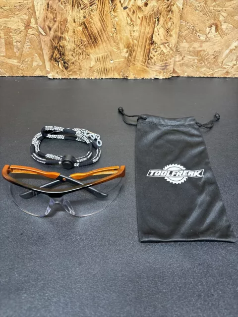 ToolFreak Safety Glasses Clear Lens Rated to EN166/EN170 with Neckcord & Pouch