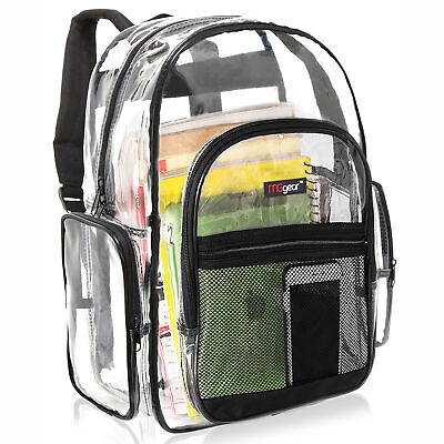 Clear Backpack Transparent See Thru School Security Heavy Duty Bookbag, MGgear