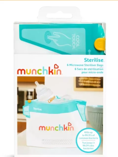 Munchkin LATCH MICROWAVE STERILISER BAGS 6PK Baby Feeding Hygiene Cleaning