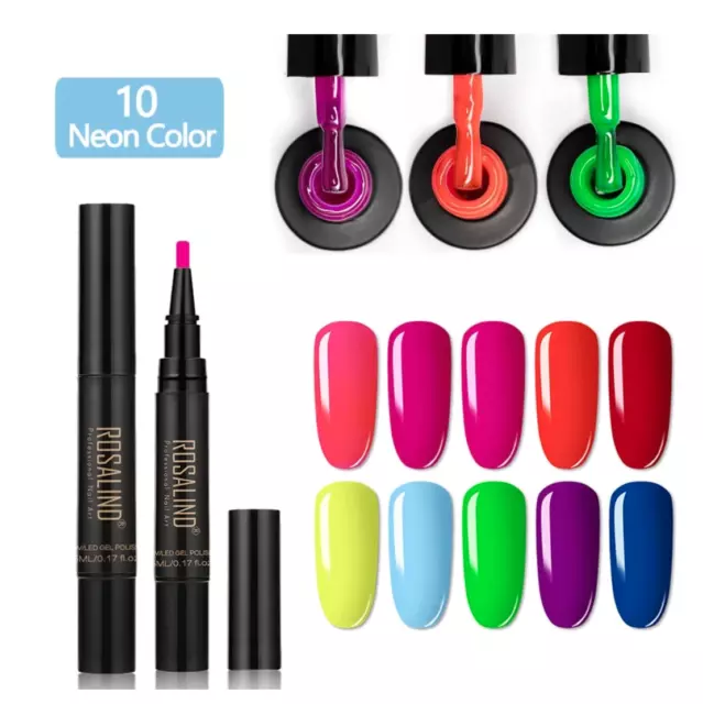 ROSALIND NEON Gel Nail Polish 3 In 1 One Step Pen UV LED Soak Off Polish UK