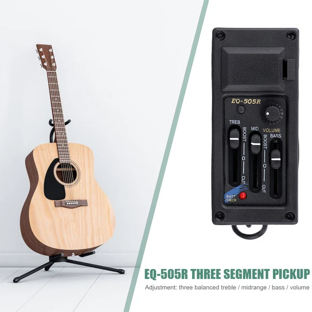 Vklopdsh EQ-505 Gitaar Zadel 3 Bands EQ Equalizer Links Akoestische Gitaar Voorversterker Systeem Equalizer Piezo