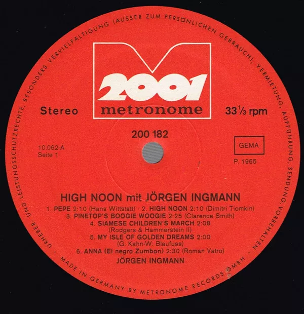 Jørgen Ingmann - High Noon (LP, Album, RE) (Very Good Plus (VG+)) - 831915835 3