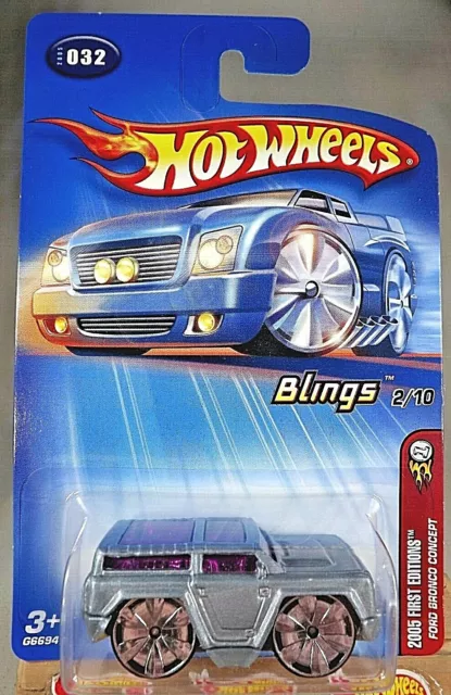 2005 Hot Wheels #32 First Editions Blings 2/10 FORD BRONCO CONCEPT Gray w/Blings