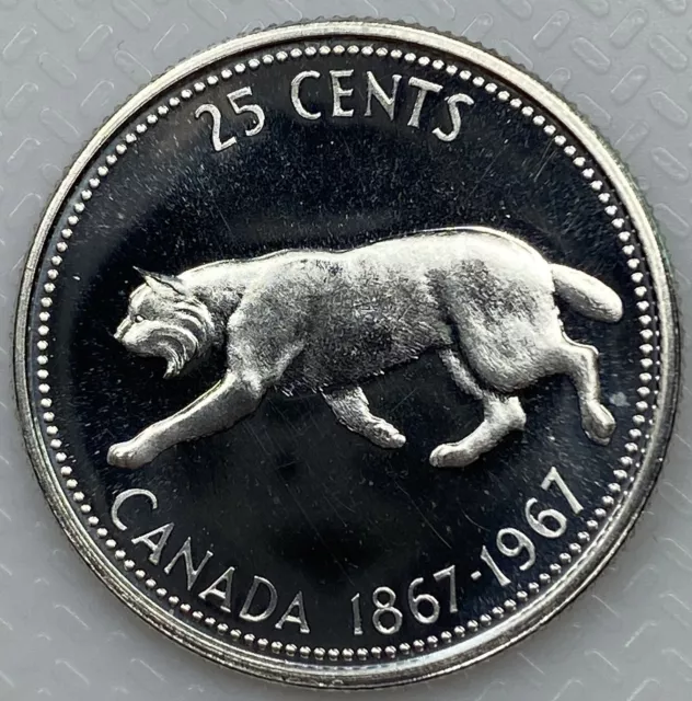 1967 Canada 25 Cents Proof-Like .800 Silver Quarter Coin