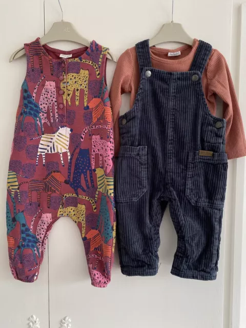 Baby Girls 6-9 Months Dungaree Outfit Bundle NEXT Animals Jungle Tesco GC