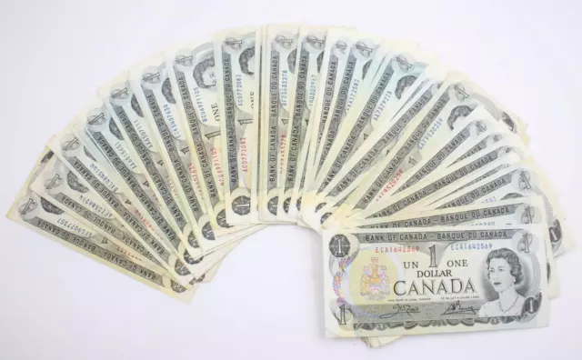 100x 1973 Canada $1 banknotes 100-notes all circulated