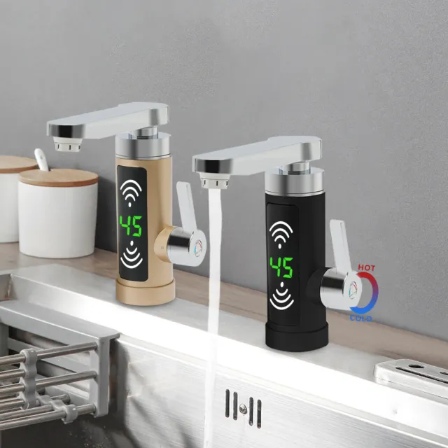 LED Elektrisch Wasserhahn Sofort Heizung Durchlauferhitzer 3kW 360° Küchearmatur