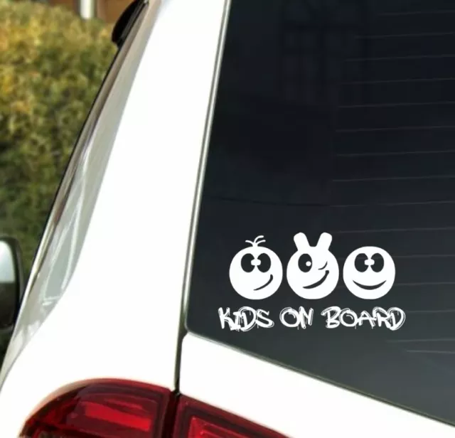 Kids On Board  Child Window Bumper Car Sign Decal Sticker Baby On Board Emoji