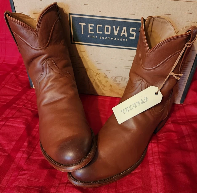 TECOVAS MENS ZIPPER Bourbon Calf Leather Boots "The Dean" 10.5 EE Great