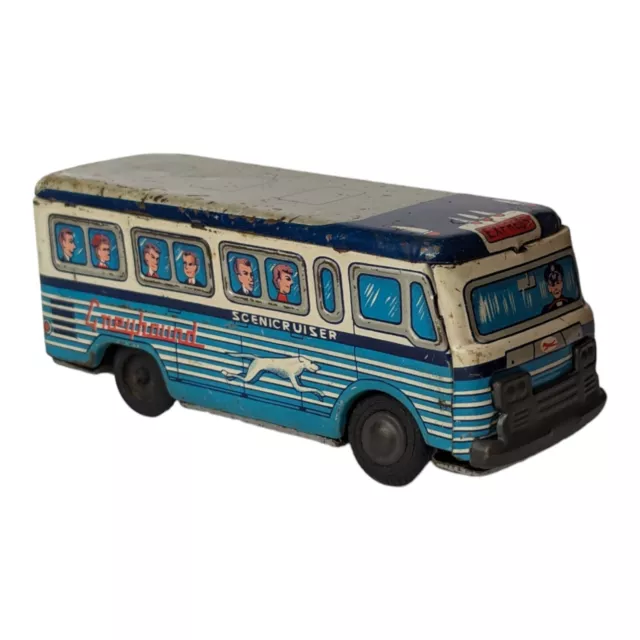 Yonezawa Retro Greyhound Bus Litho Tin Toy Friction Japan 60s ?